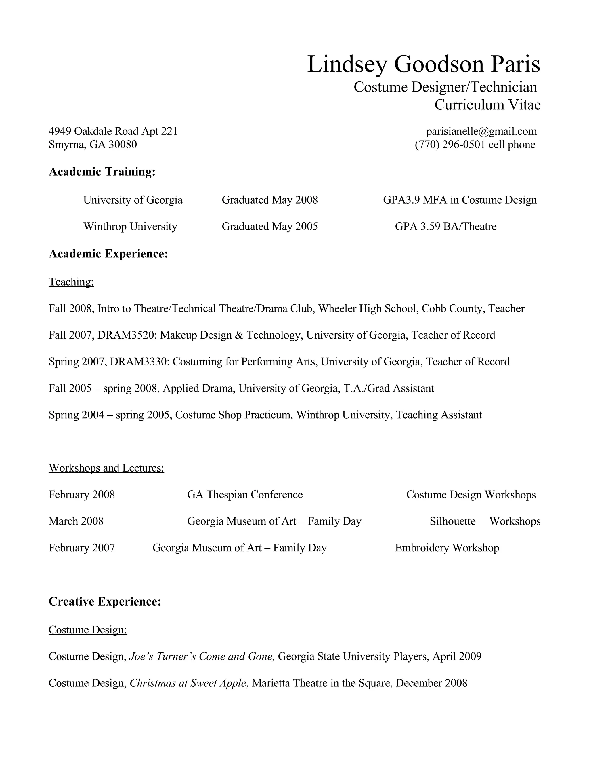 Lindsey Paris Cv