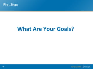 First Steps What Are Your Goals? 