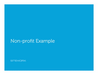@lindroux @siteworx #contentmarketing
Non-proﬁt Example
 