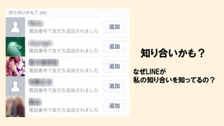 知り合いかも？
なぜLINEが
私の知り合いを知ってるの？
 