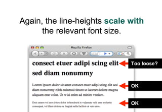 Again, the line-heights scale with
      the relevant font size.


                              Too loose?



                              OK


                              OK
 