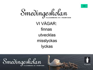 VI VÅGAR: finnas utvecklas misslyckas lyckas 