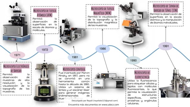 Línea del tiempo del microscopio con sus años y imágenes de 710/2020 | PDF