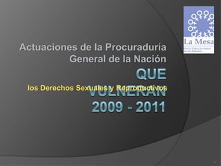 Actuaciones de la Procuraduría
         General de la Nación

 los Derechos Sexuales y Reproductivos




                                         1
 
