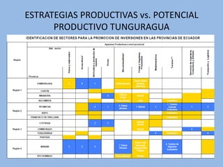 ESTRATEGIAS PRODUCTIVAS vs. POTENCIAL
      PRODUCTIVO TUNGURAGUA
 