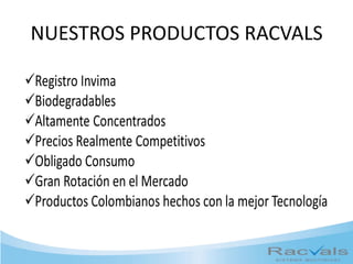 NUESTROS PRODUCTOS RACVALS
 