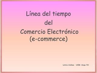 Línea del tiempo 
del 
Comercio Electrónico 
(e-commerce) 
Leticia Arellano UCEM Grupo 721 . 
 