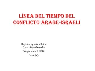 Línea Del Tiempo Del
conflicto árabe-israelí
Brayan arley león bolaños
Edwin Alejandro rocha
Colegio acacia ll I.E.D.
Curso 903
 