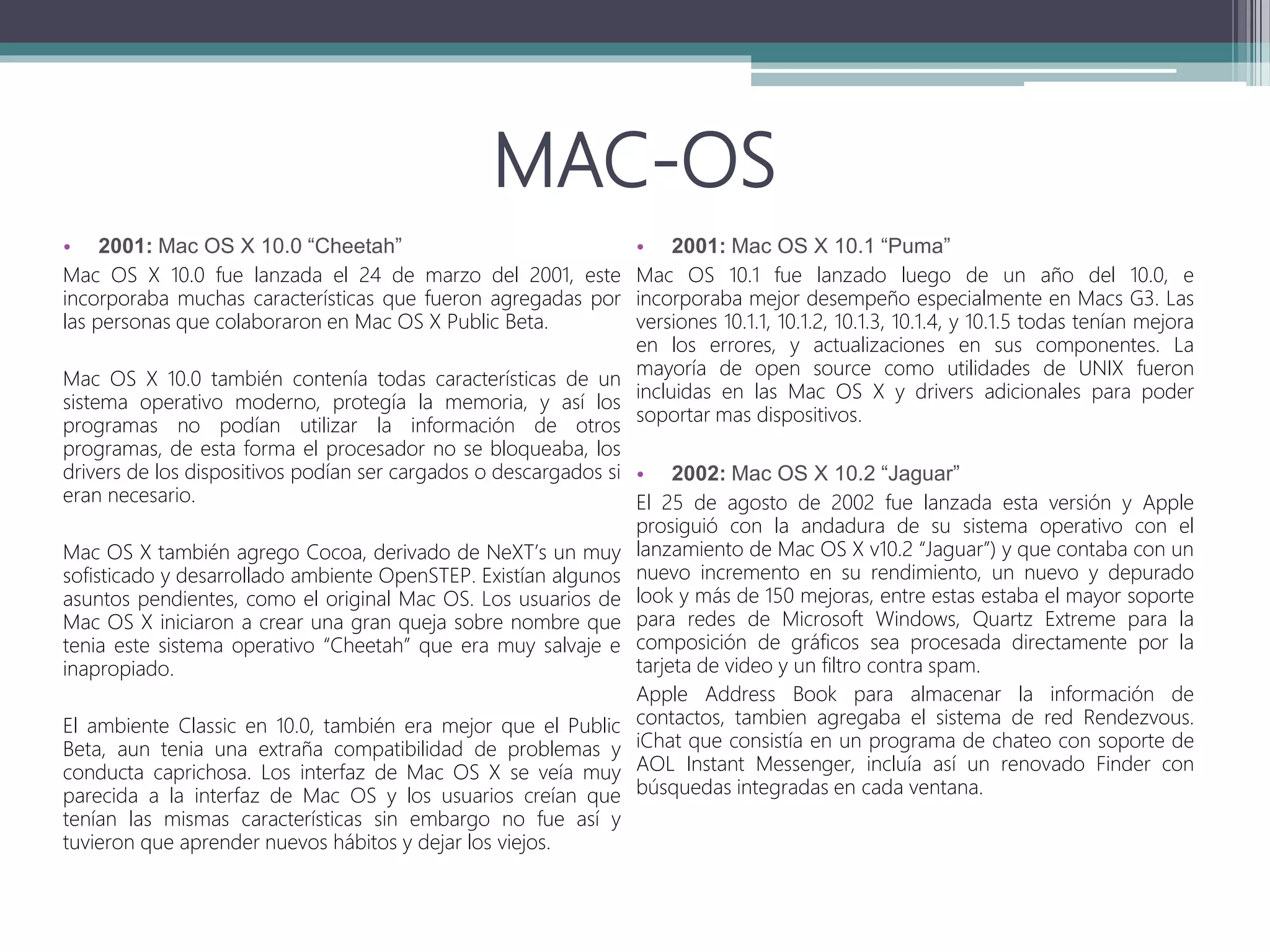 Linea del tiempo de Mac OS | PDF