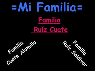 =Mi Familia= Familia   Ruíz Cuate Familia   Ruíz Saldivar Familia   Cuate Alamilla 