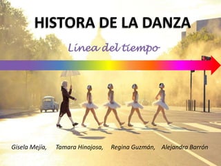 HISTORA DE LA DANZA
Línea del tiempo
Gisela Mejía, Tamara Hinojosa, Regina Guzmán, Alejandra Barrón
 