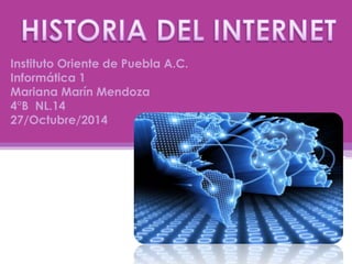Instituto Oriente de Puebla A.C. 
Informática 1 
Mariana Marín Mendoza 
4°B NL.14 
27/Octubre/2014 
 