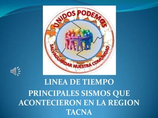 LINEA DE TIEMPO
PRINCIPALES SISMOS QUE
ACONTECIERON EN LA REGION
TACNA
 