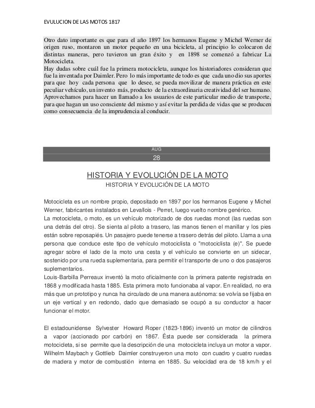 Linea de tiempo de la evolucion de las motos