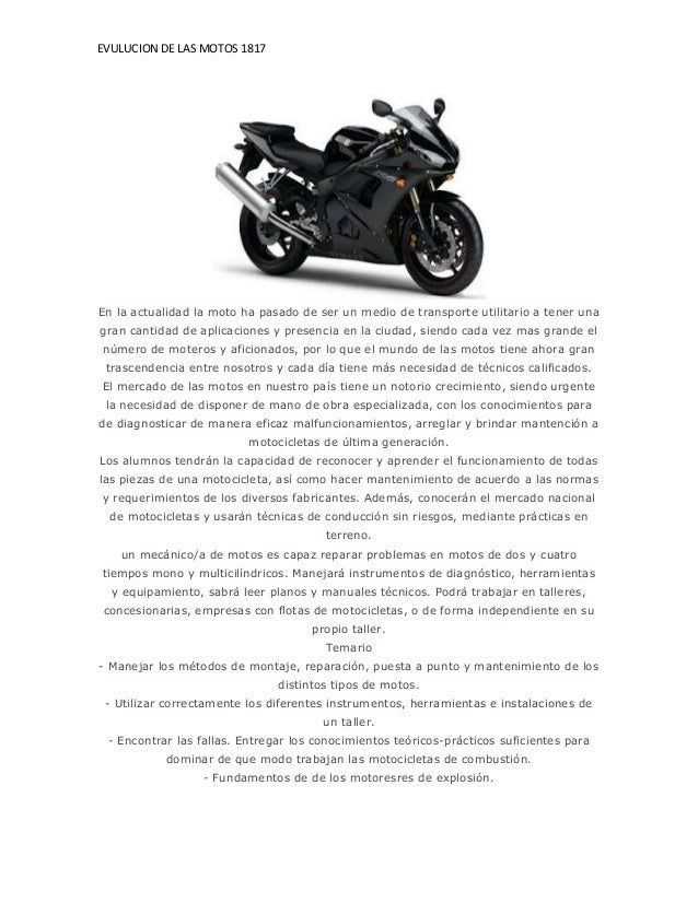 Linea de tiempo de la evolucion de las motos