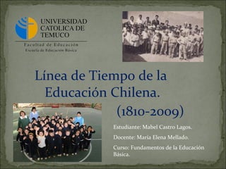 [object Object],[object Object],Estudiante: Mabel Castro Lagos. Docente: María Elena Mellado. Curso: Fundamentos de la Educación Básica. 