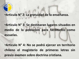El reglamento para maestros de primeras letras La junta de gobierno de Pérez-Infante- Eyzaguirre, dicto el reglamento  para maestros de primeras letras.