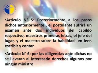 Dentro de este reglamento encontramos 21 artículos  que norman sobre:Las escuelasLos maestrosLa educación femenina