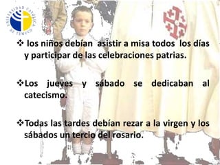 Articulo N° 18: El ciudadano y protección de las escuelas se pone a cargo del decano de cada cabildo, quien responderá a los pueblos y al gobierno del sagrado depósito que les ha sido confiado.Articulo N° 19: El ultimo día de cada mes es obligatorio visitar las escuelas de la villa principal, y cada seis meses, después de visitar las de tota la provincia, se debe informar al gobierno si se cumple con este reglamento:*Qué clase de enseñanza se da a los jóvenes*Cuanto es el número de los estudiantes y cual es su aprovechamiento*Cuáles son las entradas.