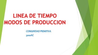 LINEA DE TIEMPO
MODOS DE PRODUCCION
COMUNIDADPRIMITIVA
5000AC
 