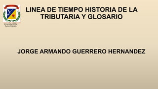 LINEA DE TIEMPO HISTORIA DE LA
TRIBUTARIA Y GLOSARIO
JORGE ARMANDO GUERRERO HERNANDEZ
Universidad Militar
Nueva Granada
 