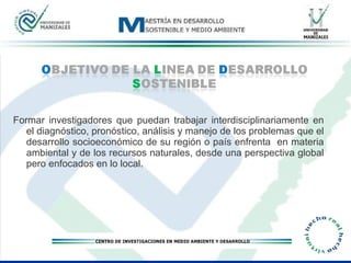 Formar investigadores que puedan trabajar interdisciplinariamente en el diagnóstico, pronóstico, análisis y manejo de los problemas que el desarrollo socioeconómico de su región o país enfrenta  en materia ambiental y de los recursos naturales, desde una perspectiva global pero enfocados en lo local.  