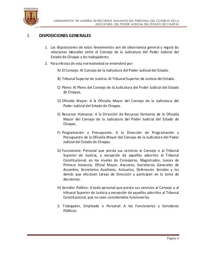 Lineamiento rh poder judicial estado de chiapas Lineamiento rh poder judicial estado de chiapas