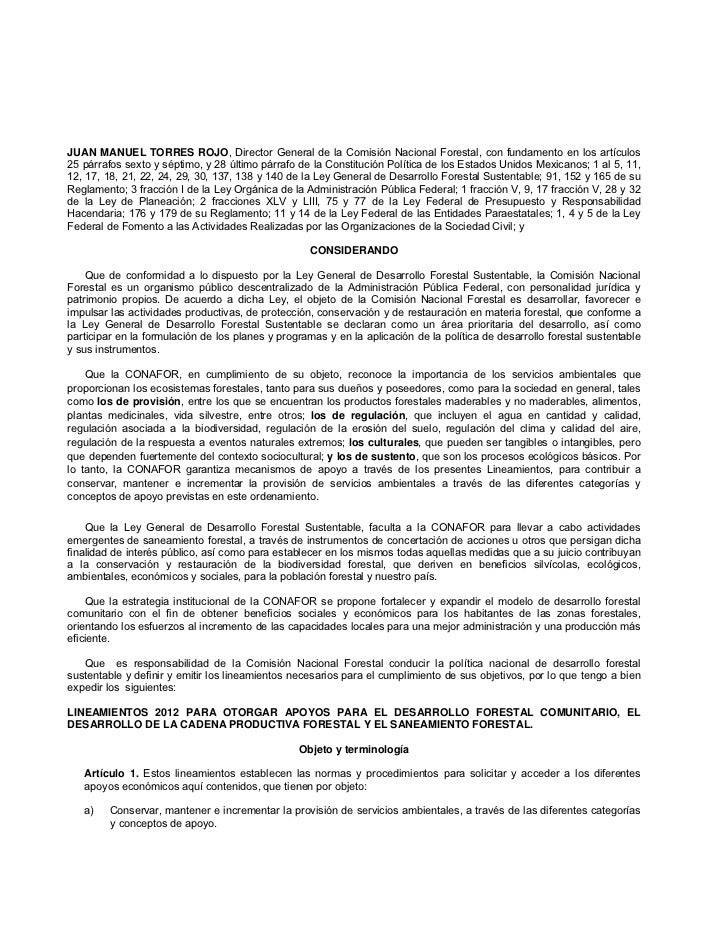 Lineamientos 2012 conafor Lineamientos 2012 conafor