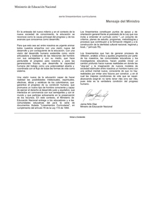 Ministerio de Educación Nacional


                                           serie lineamientos curriculares

           ...