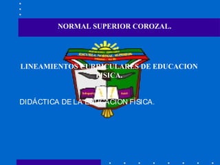 NORMAL SUPERIOR COROZAL.
LINEAMIENTOS CURRICULARES DE EDUCACION
FISICA.
DIDÁCTICA DE LA EDUCACION FÍSICA.
 