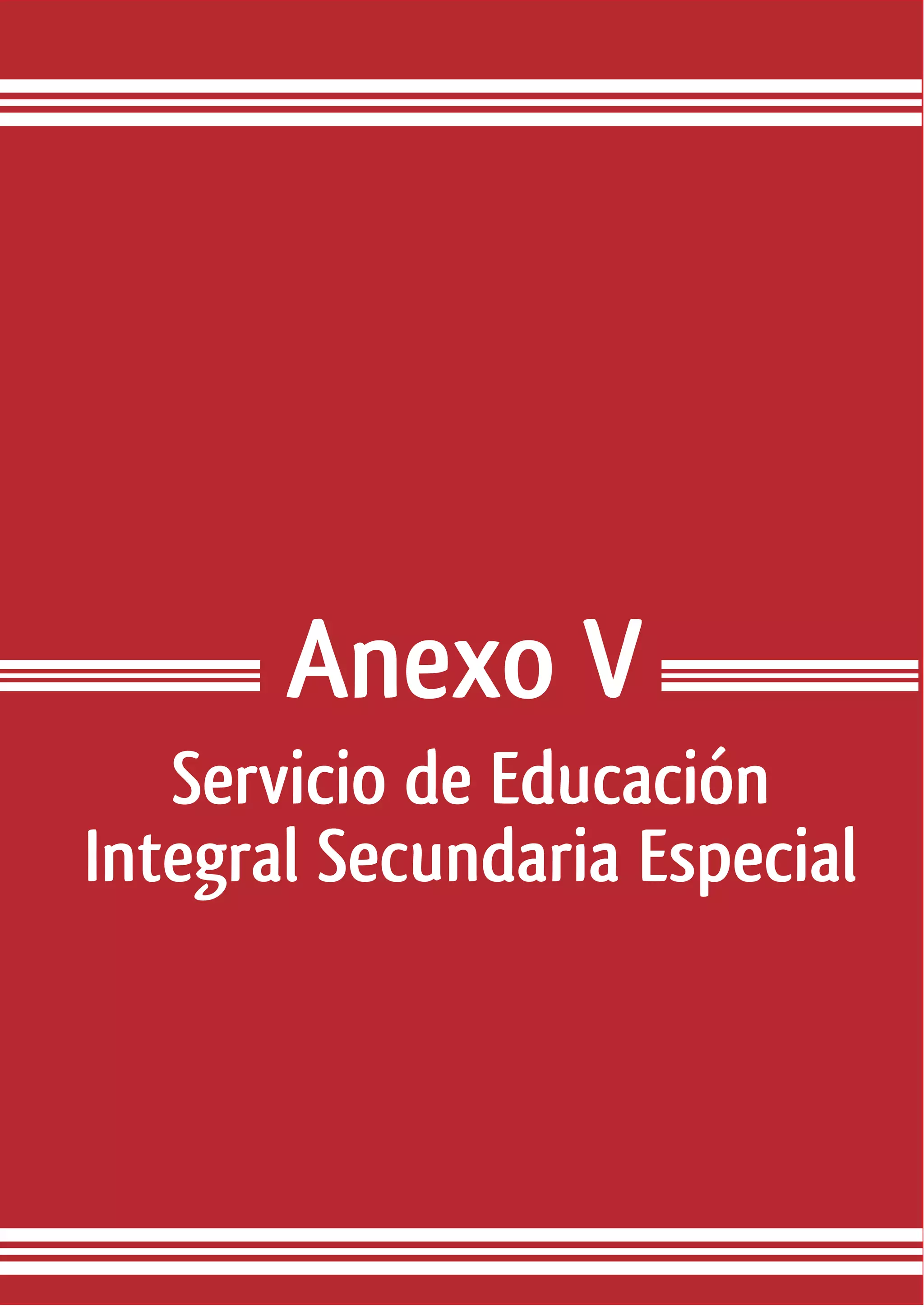Anexo V
   Servicio de Educación
Integral Secundaria Especial



167 - Pag.
 