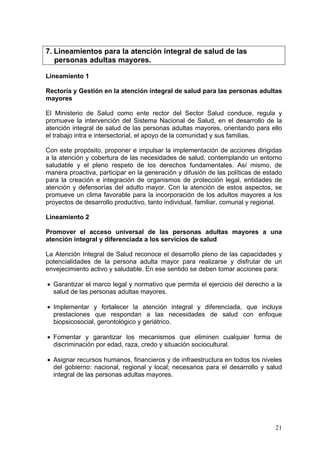 Lineamientos para la atencion de personas adultas mayores peru | PDF