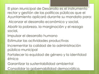 Lineamientos para el plan municipal de Desarrollo | PDF