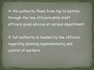 workers receive instruction from various specialists, who are working at a supervision level.WORK  MANAGERENGINEERSUPERINTENDENTTIME AND COST CLERKROUTE CLERKWORKERS