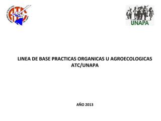 LINEA DE BASE PRACTICAS ORGANICAS U AGROECOLOGICAS
ATC/UNAPA
AÑO 2013
 