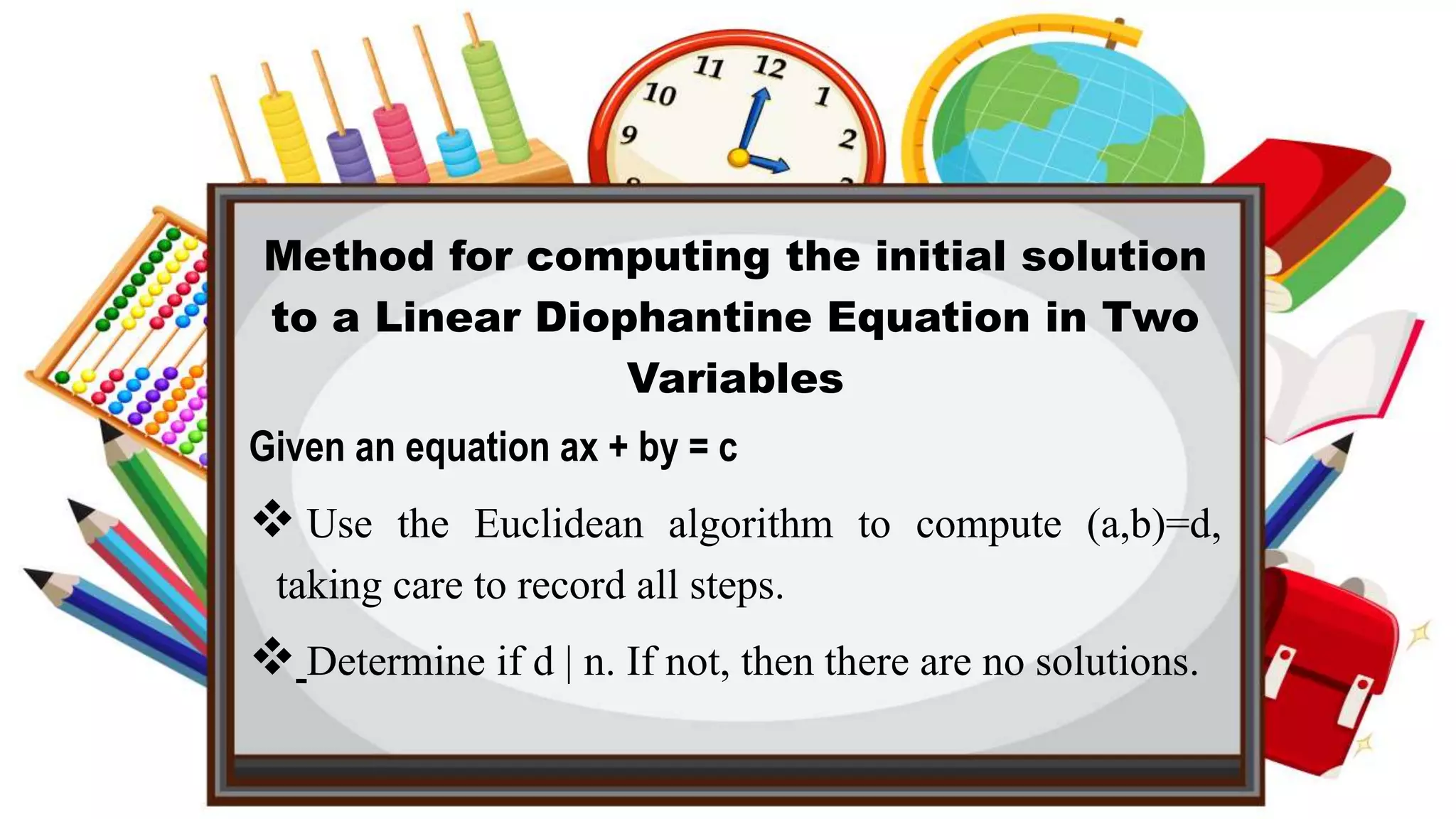 Linear Diophantine Equations
