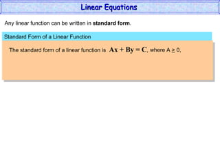 Linear Function Form Rules Linear Equations | PPT