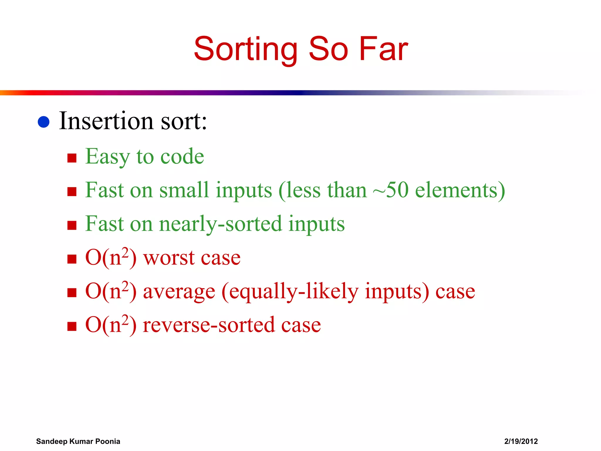 Linear time sorting algorithms | PPT