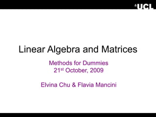Linear Algebra and Matrices
Methods for Dummies
21st October, 2009
Elvina Chu & Flavia Mancini
 