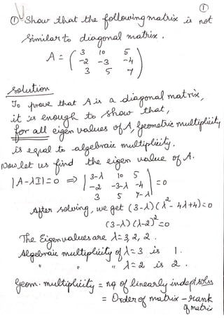 Linear algebra Diagonalizable matrices