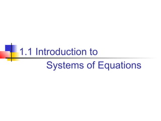 1.1 Introduction to
Systems of Equations
 