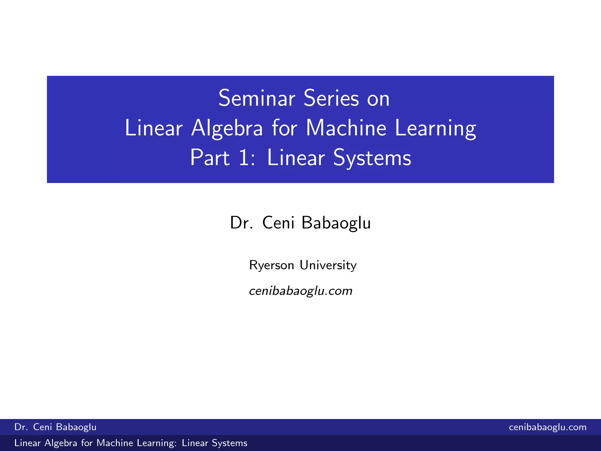 1. Linear Algebra for Machine Learning: Linear Systems | PDF