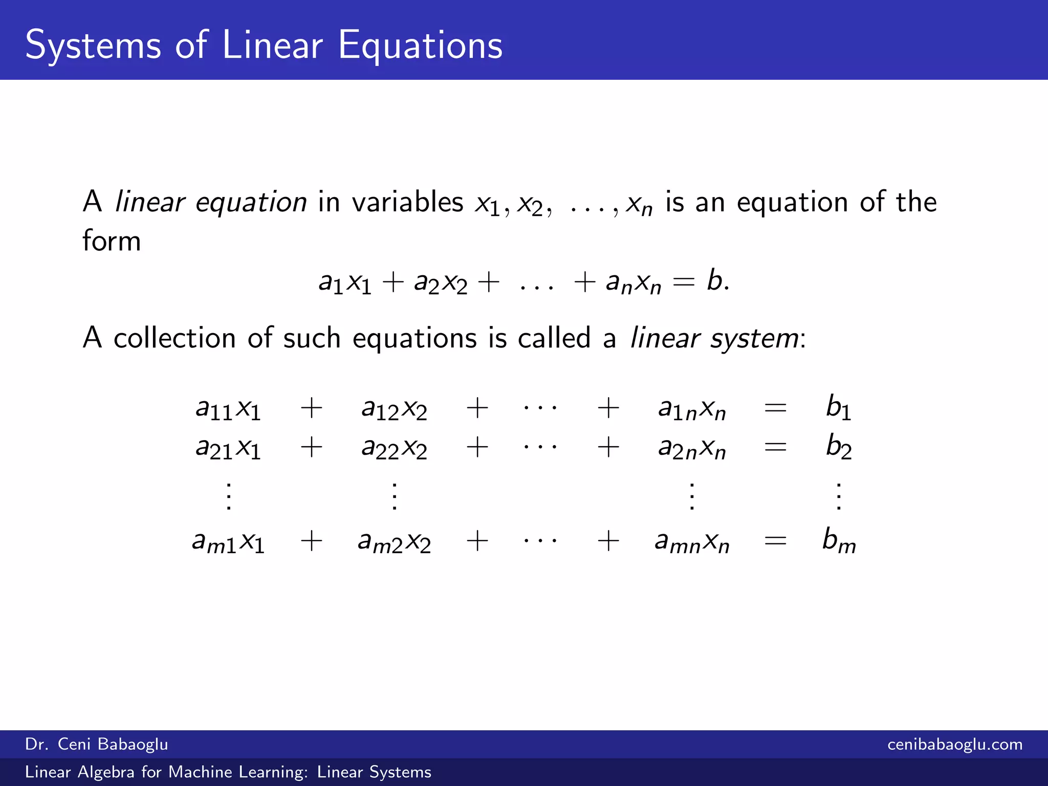 1. Linear Algebra for Machine Learning: Linear Systems | PDF