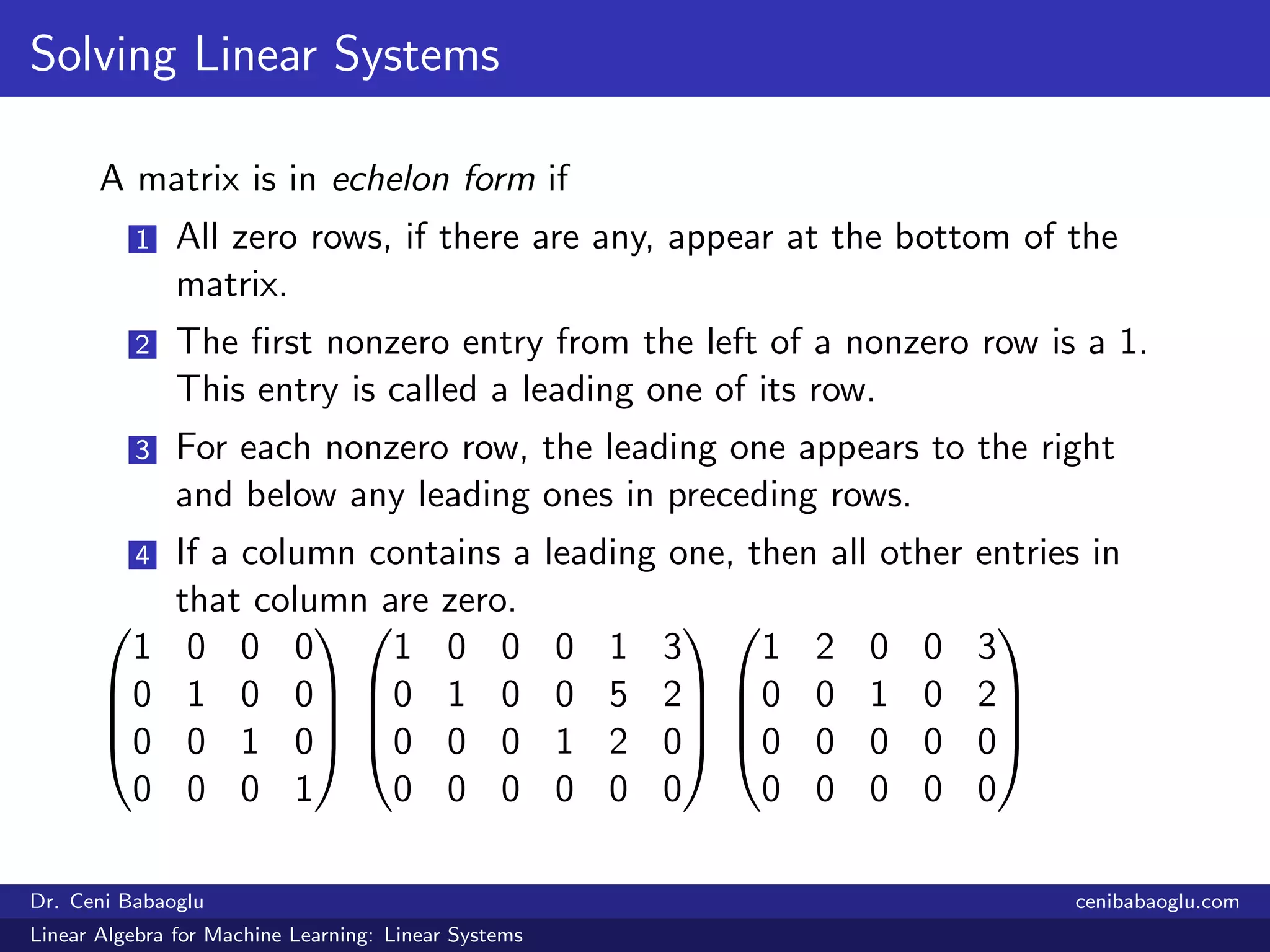 1. Linear Algebra for Machine Learning: Linear Systems | PDF