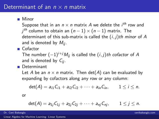 1. Linear Algebra for Machine Learning: Linear Systems | PDF