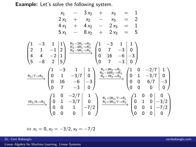 1. Linear Algebra for Machine Learning: Linear Systems | PDF