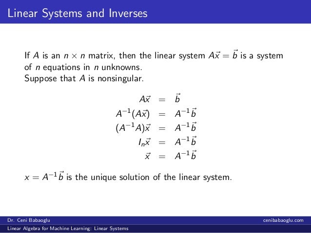 1. Linear Algebra for Machine Learning: Linear Systems