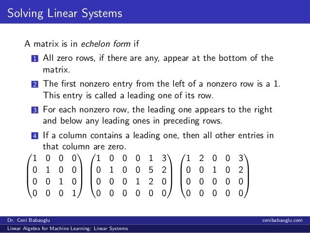 1. Linear Algebra for Machine Learning: Linear Systems