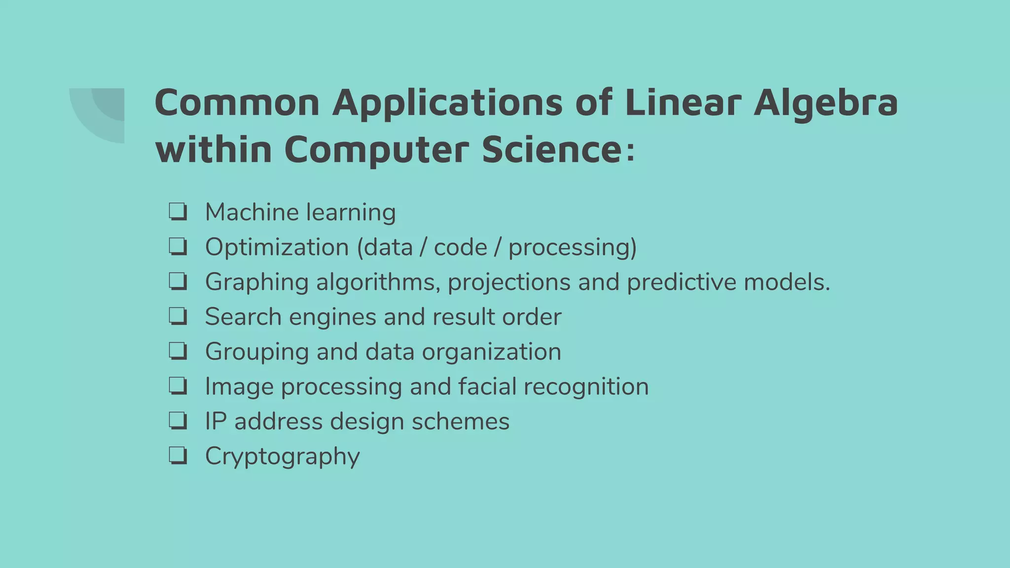 Linear algebra in Computer Science | PPT