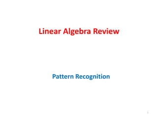 Linear Algebra Review
1
Pattern Recognition
 